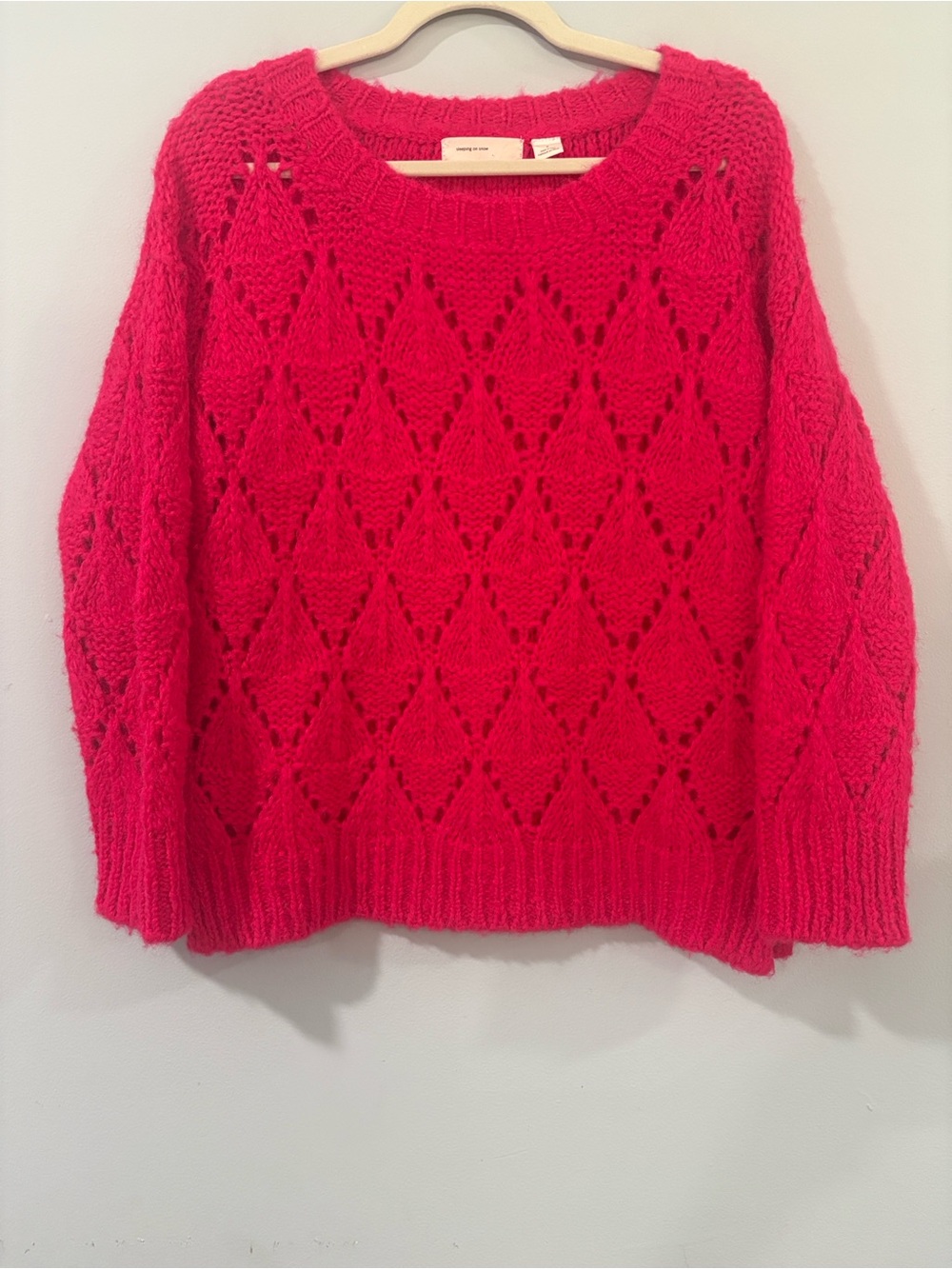 SLEEPING ON SNOW/ ANTHROPOLOGY OPEN KNIT VIBRANT PINK WOMAN SWEATER SIZE/S